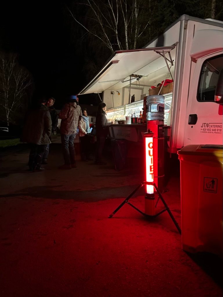 QUIET location bell deployed at film set catering area